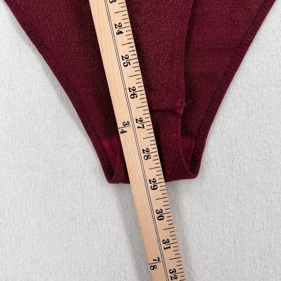 ANTHROPOLOGIE DAILY PRACTICE Shimmer Open Back BodySuit Womens Small Plum NEW - Picture 16 of 16